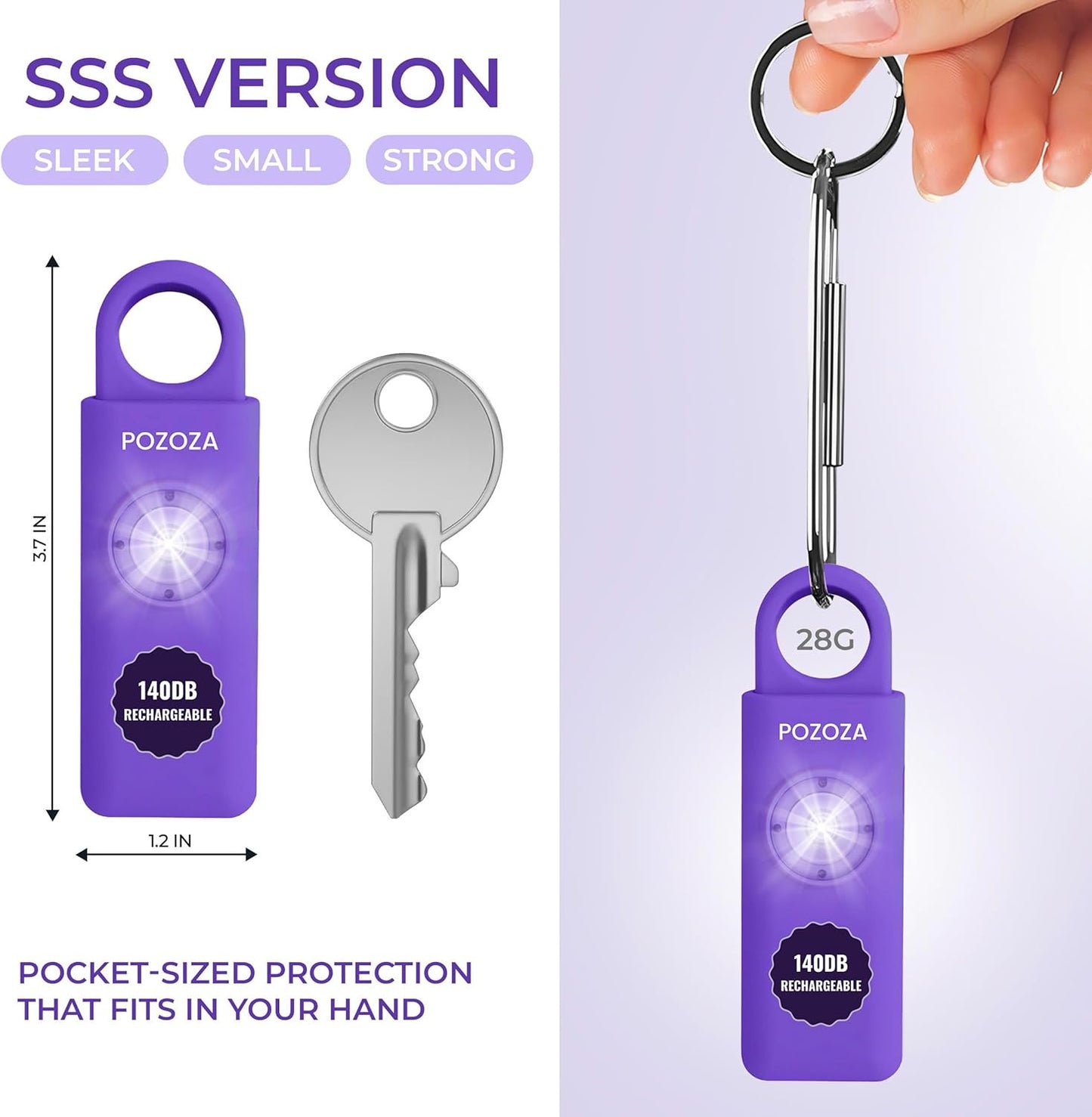 140Db - Violet Safety SOS Keychain
