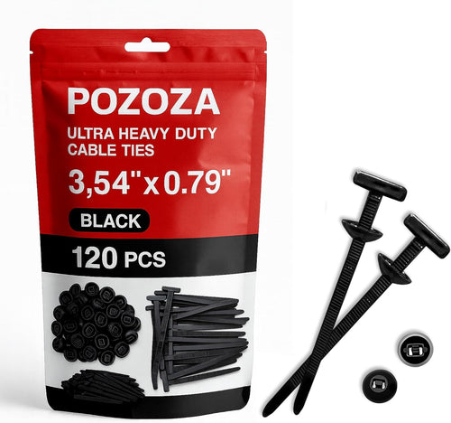 120 Pack POZOZA Nylon Universal Cable Tie Buckle - Zipper Clips For Car - Zip Tie Clips Automotive - Fasteners Clips - Heavy Duty Self - Locking Zipper Clips with Pin & Button