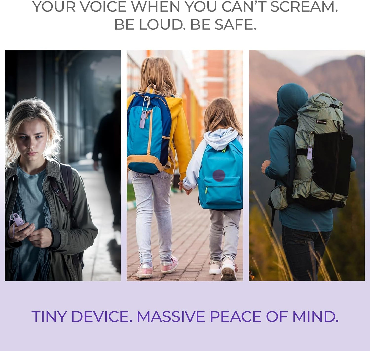 140Db - Violet Safety SOS Keychain