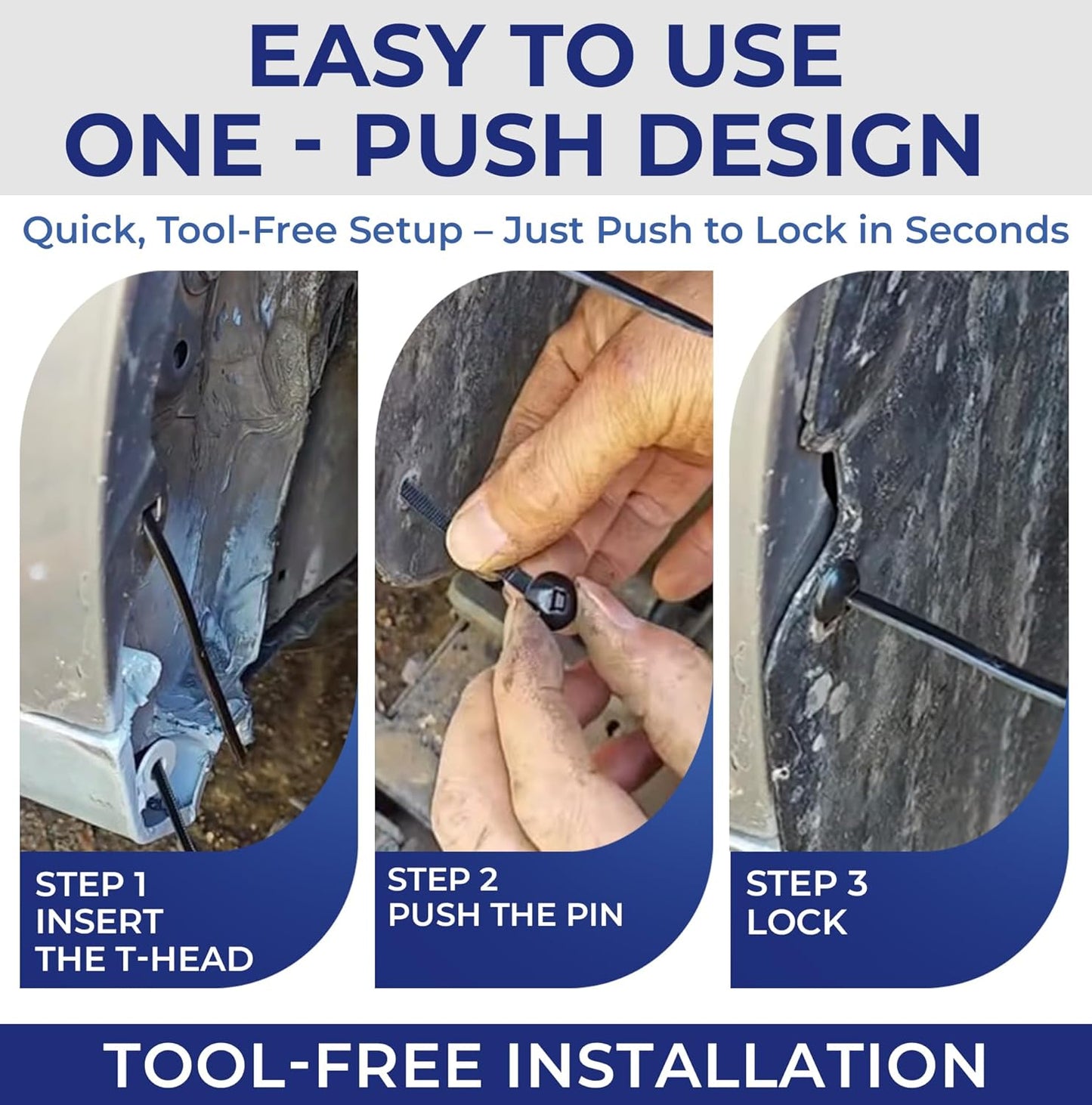 120 Pack POZOZA Nylon Universal Cable Tie Buckle - Zipper Clips For Car - Zip Tie Clips Automotive - Fasteners Clips - Heavy Duty Self - Locking Zipper Clips with Pin & Button