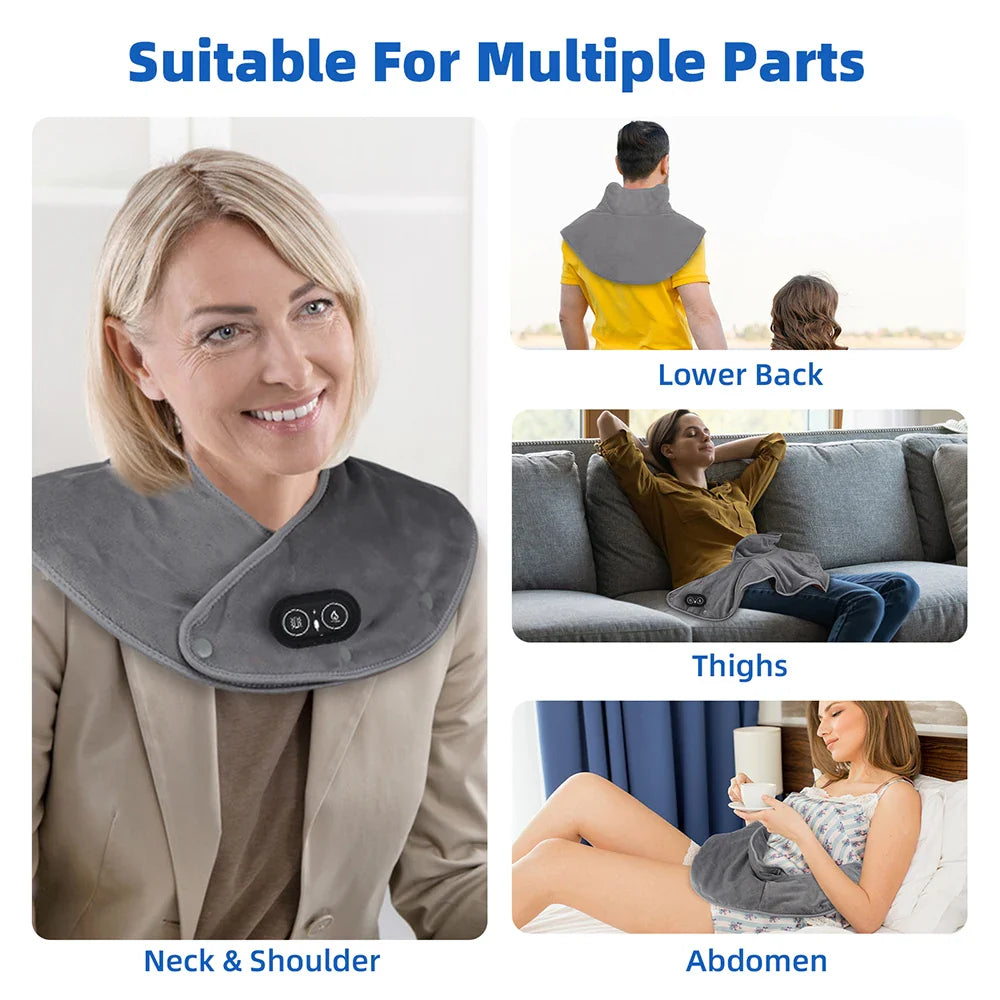 15-Min Stress Relief Heating Pad: Rhythmic Vibration & Deep Heat to Instantly Relieve Neck Stiffness and Arm Numbness