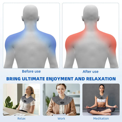 15-Min Stress Relief Heating Pad: Rhythmic Vibration & Deep Heat to Instantly Relieve Neck Stiffness and Arm Numbness