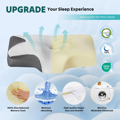 Herbal Support Pillow – Ergonomic Neck Support Pillow with Calming Herbal Aromatherapy Pocket for Restful Sleep