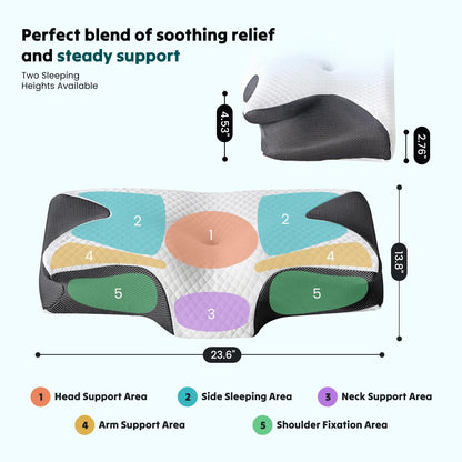 Herbal Support Pillow – Ergonomic Neck Support Pillow with Calming Herbal Aromatherapy Pocket for Restful Sleep