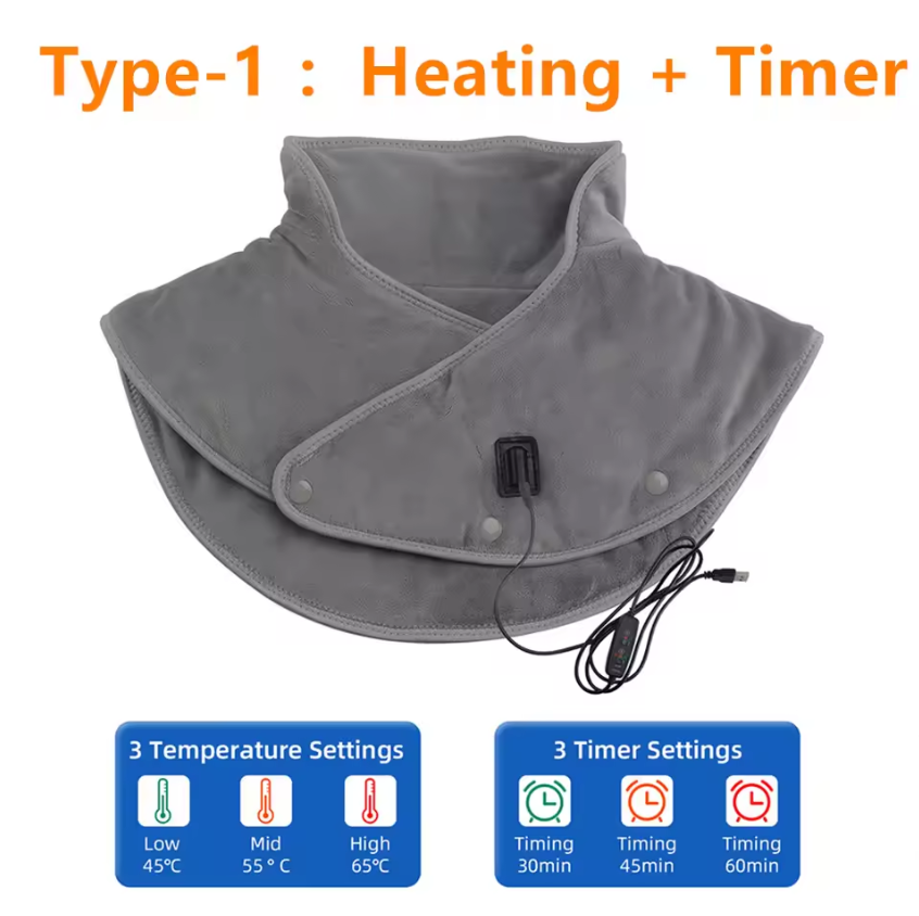 15-Min Stress Relief Heating Pad: Rhythmic Vibration & Deep Heat to Instantly Relieve Neck Stiffness and Arm Numbness