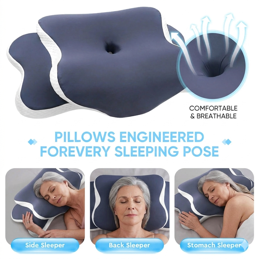 Ergonomic Neck Support Pillow – Memory Foam Comfort for Better Sleep and Reduced Neck Tension