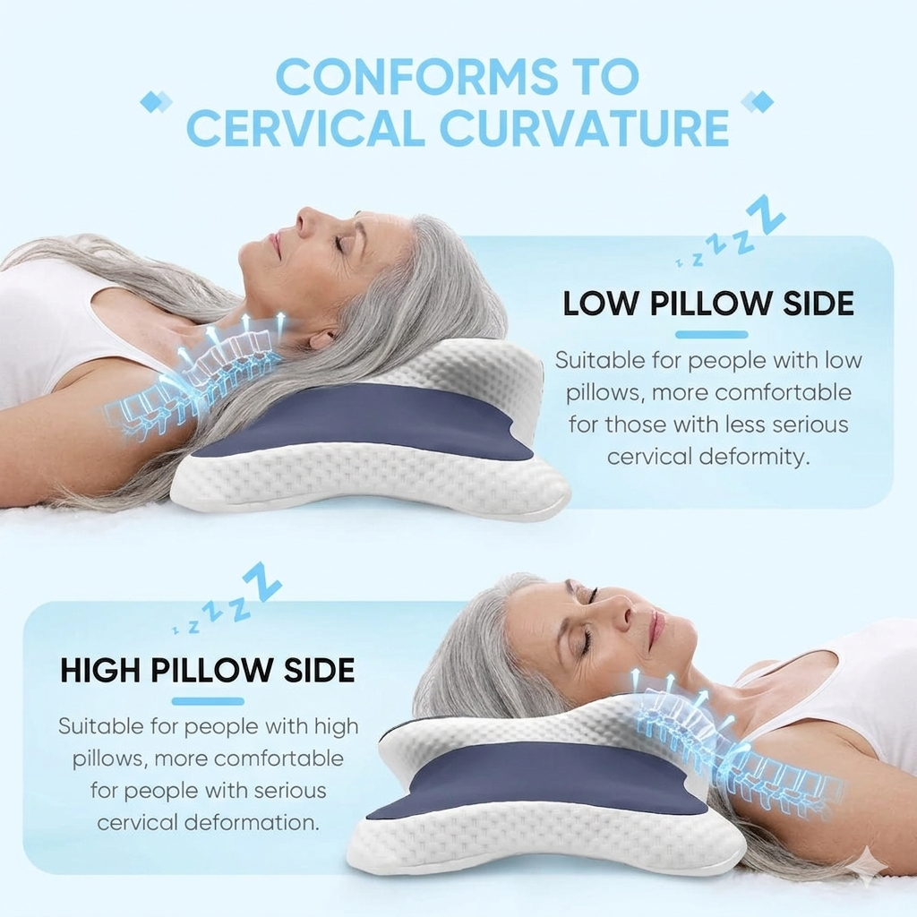 Ergonomic Neck Support Pillow – Memory Foam Comfort for Better Sleep and Reduced Neck Tension