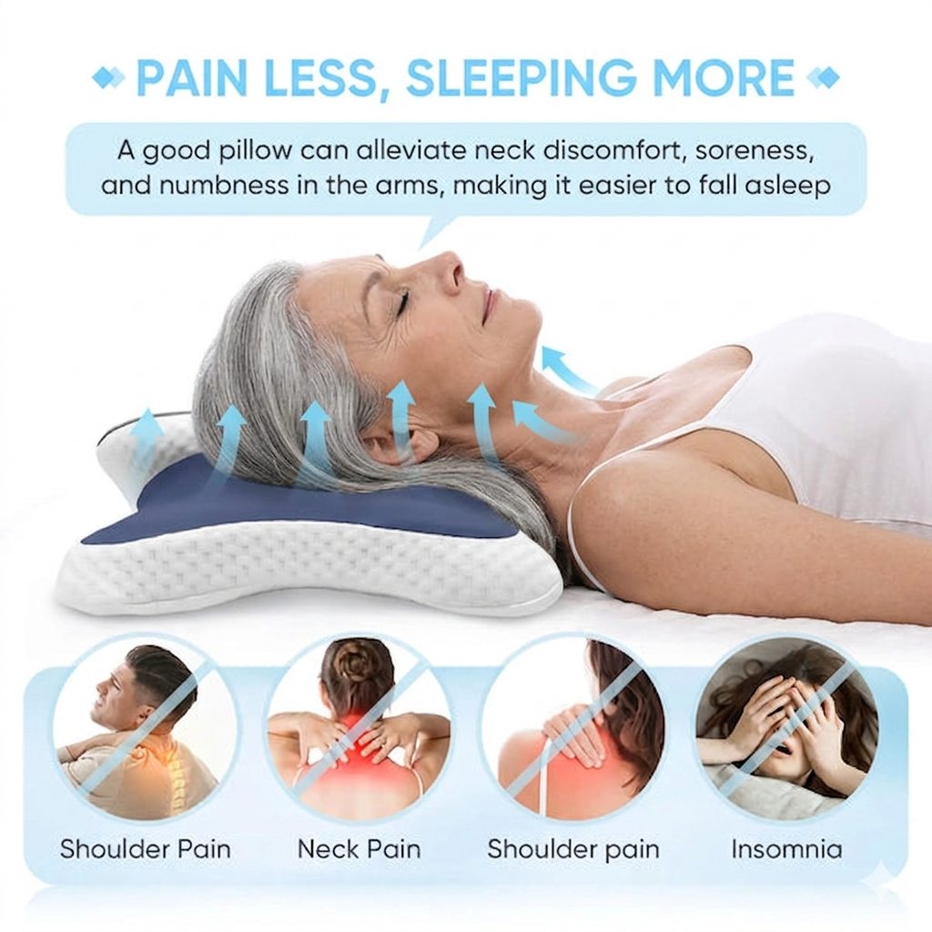 Ergonomic Neck Support Pillow – Memory Foam Comfort for Better Sleep and Reduced Neck Tension