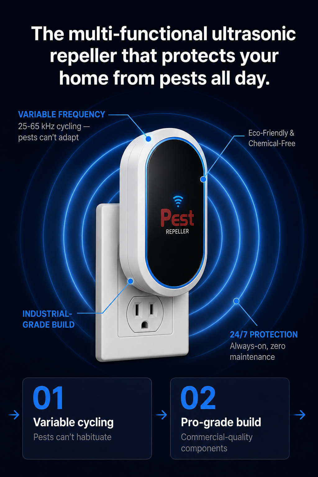 Ultrasonic Pest Repeller — Silent Plug-In Deterrent